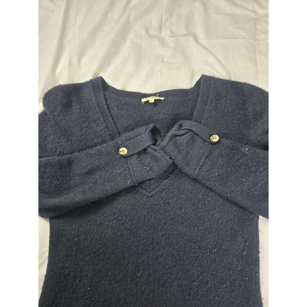 Made Sweater Womens‎ Medium Blue 100% Cashmere V Neck Pullover Long Sleeve Cuffs